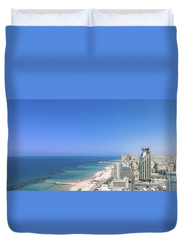 Aerial View Duvet Cover featuring the photograph Aerial view of Tel Aviv 2 by Nir Ben-Yosef