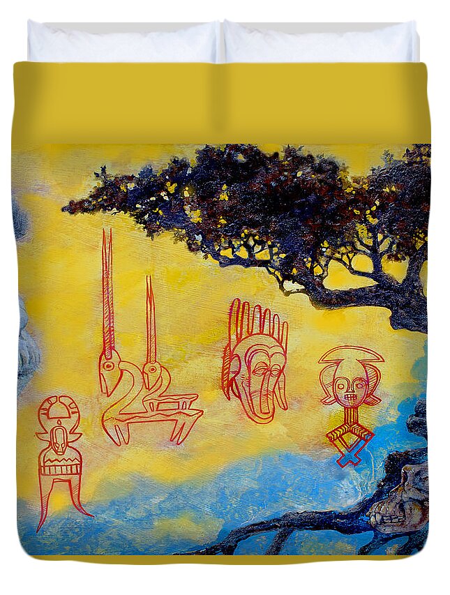 Africa Duvet Cover featuring the painting African dream by Derrick Higgins