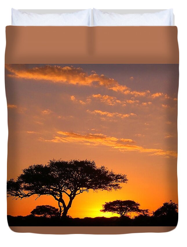 Africa Duvet Cover featuring the photograph African Sunset by Sebastian Musial