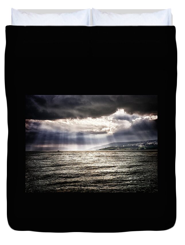  Duvet Cover featuring the photograph After The Storm Sea of Galilee Israel by Mark Fuller
