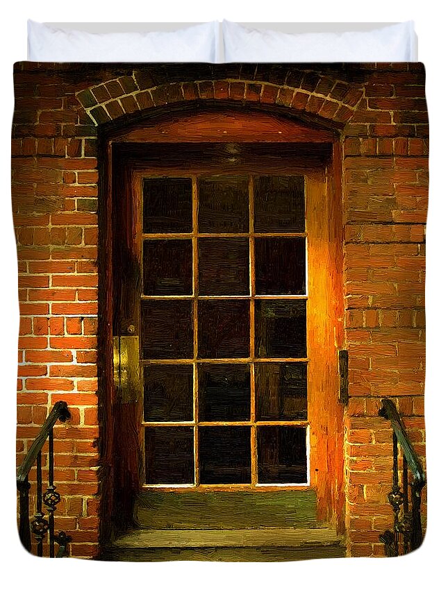 Door Duvet Cover featuring the painting Afterdinner Sunset in Amherst by RC DeWinter