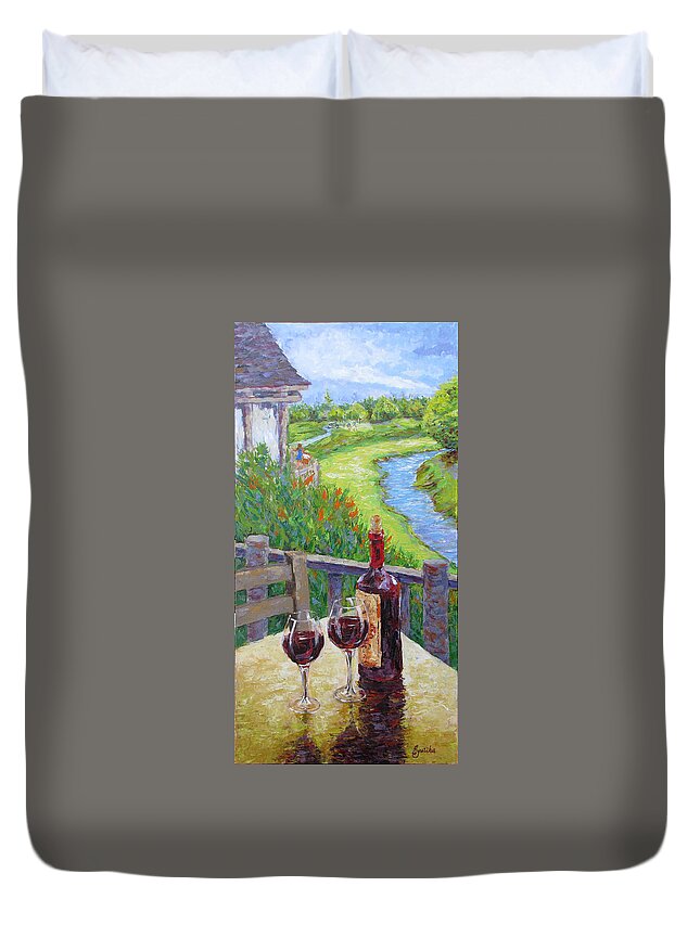 Wine Duvet Cover featuring the painting Finest Hour by Jyotika Shroff