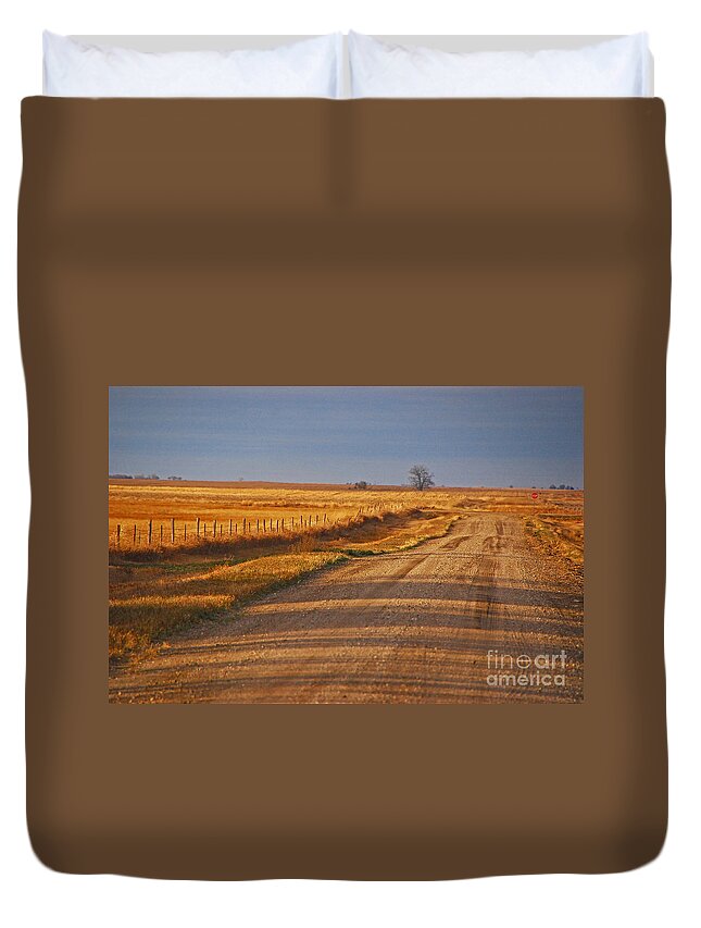 Field Duvet Cover featuring the photograph Afternoon Shadows by Mary Carol Story