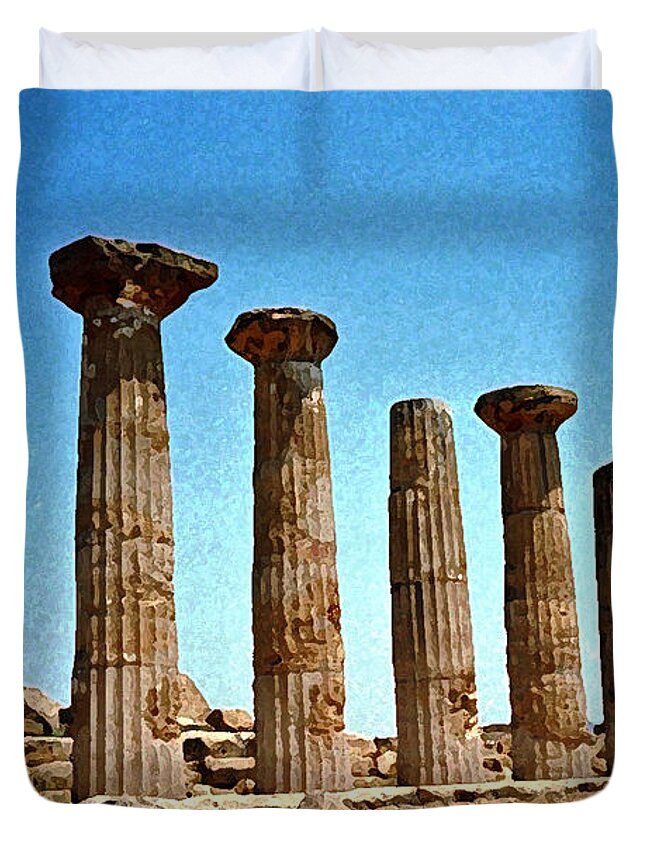 Italy Duvet Cover featuring the digital art Agrigento 11 by John Vincent Palozzi
