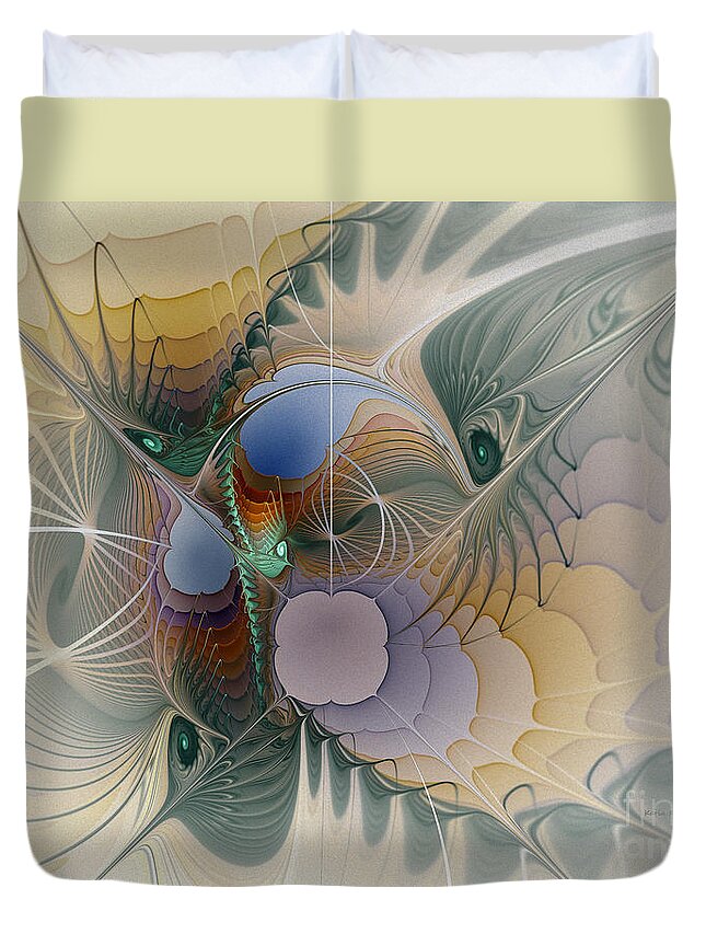 Fractal Duvet Cover featuring the digital art Airy Space-Fractal Art by Karin Kuhlmann