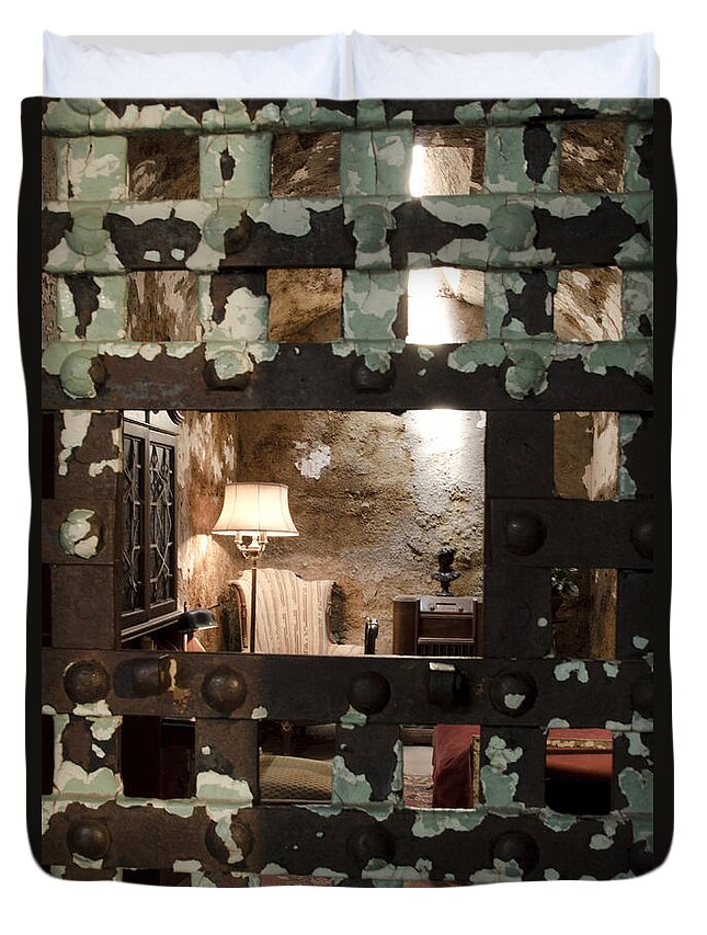 Eastern State Penitentiary Duvet Cover featuring the photograph Al Capone Cell by Crystal Wightman