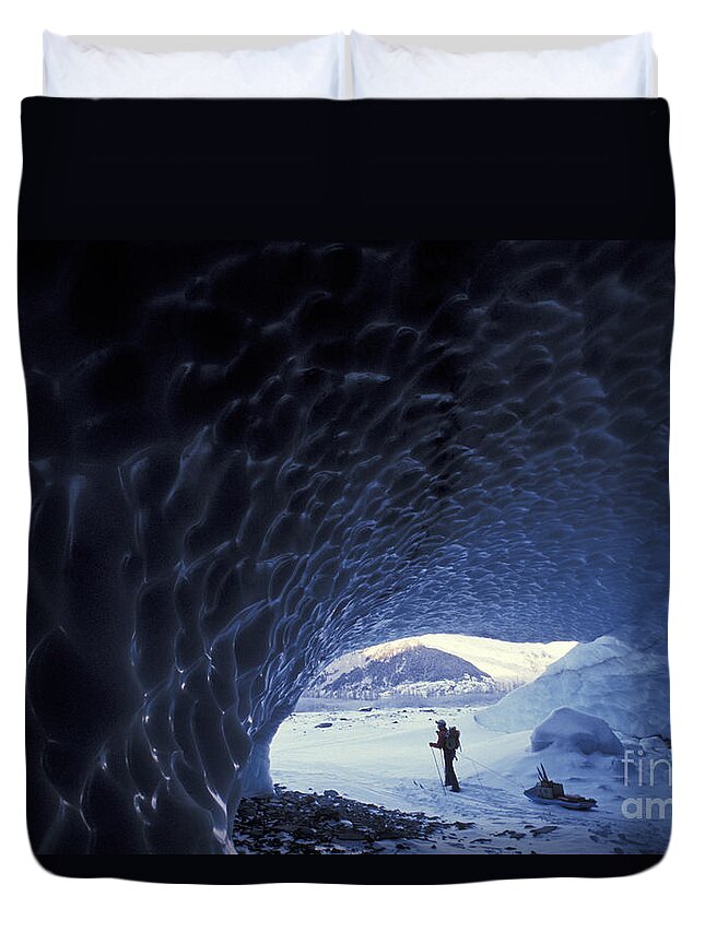 Cave Duvet Cover featuring the photograph Alaskan Ice Cave by Mark Newman
