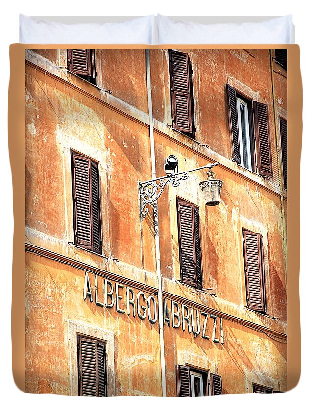 Albergo Duvet Cover featuring the photograph Albergo Abruzzi by Valentino Visentini