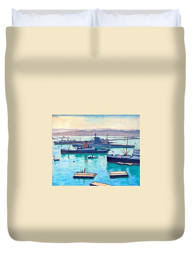 Fauves Duvet Cover featuring the painting Albert In The Window by Ira Shander