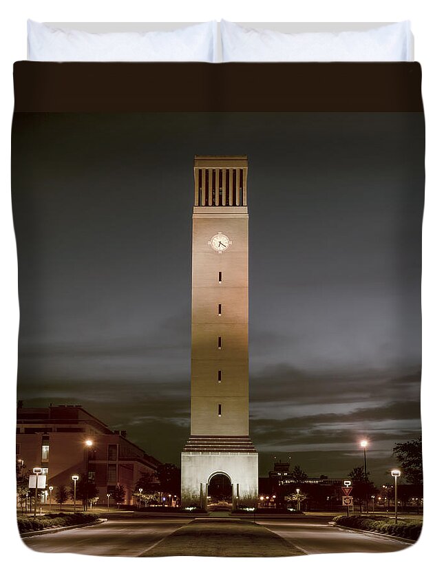 Bell Duvet Cover featuring the photograph Albritton Bell Tower by Joan Carroll