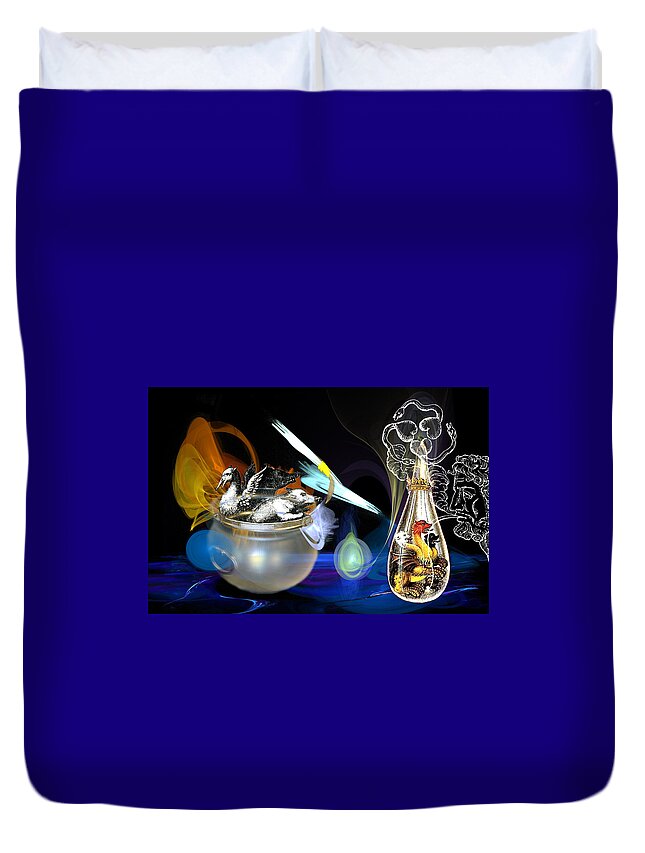 Alchemy Duvet Cover featuring the digital art Alchemist's Workbench by Lisa Yount