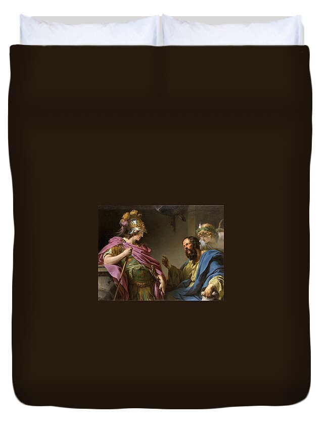 Francois-andre Vincent Duvet Cover featuring the painting Alcibades being taught by Socrates by Francois-Andre Vincent