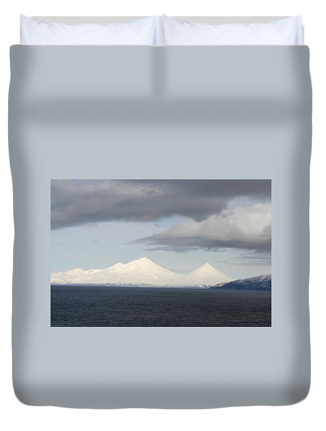 Active Volcano Duvet Cover featuring the photograph Aleutian Volcanoes by Carleton Ray