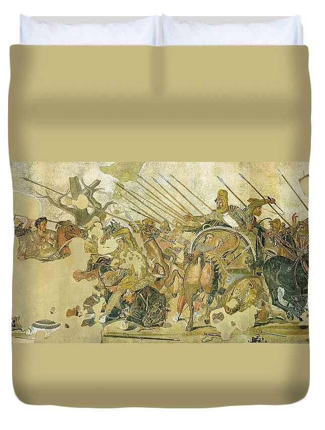 Alexander Mosaic Duvet Cover featuring the painting Alexander Mosaic by Pompeii