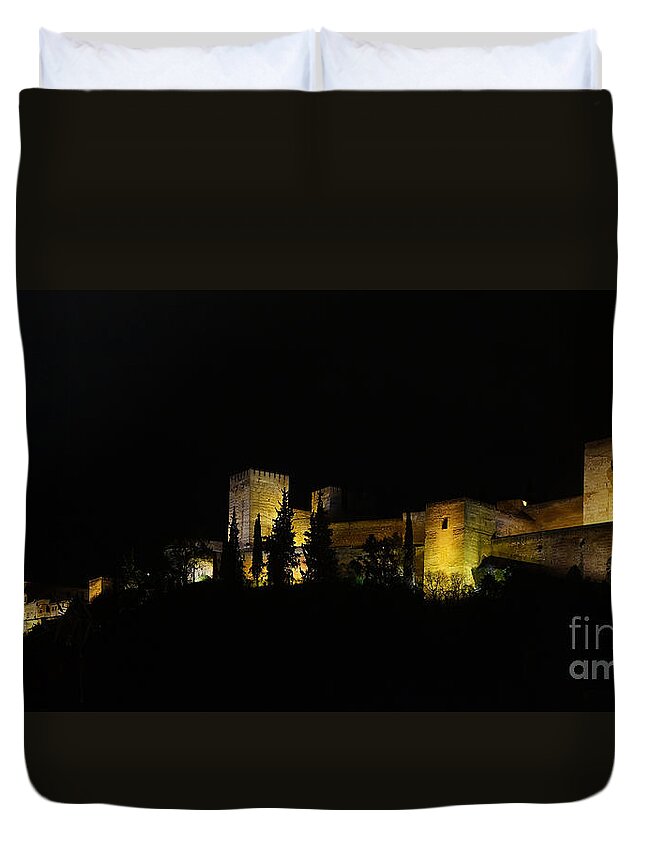 Europe Duvet Cover featuring the photograph Alhambra at night by Rudi Prott