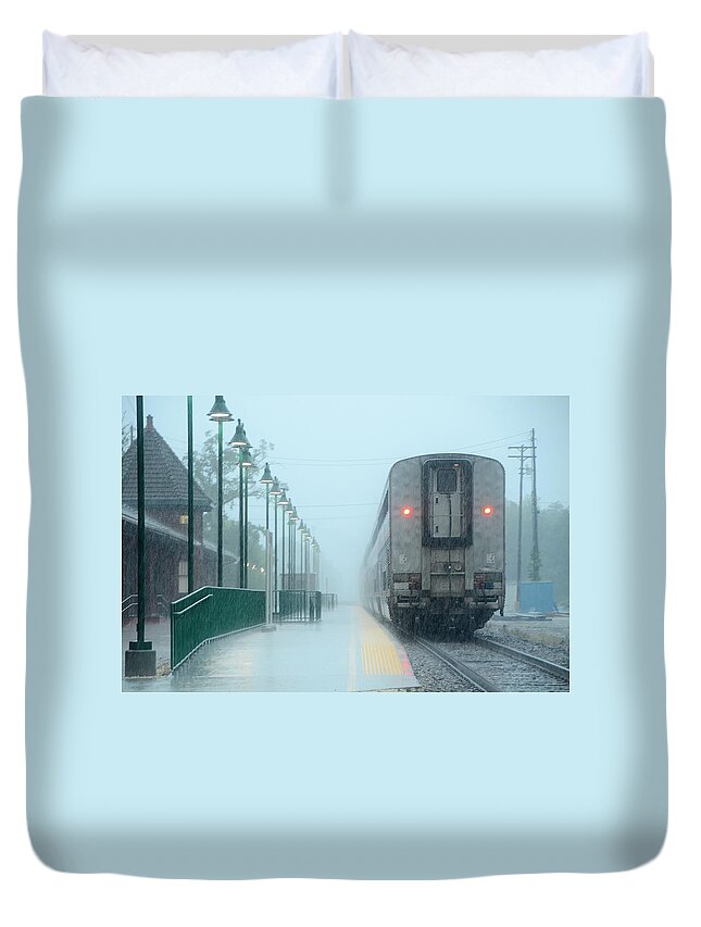 Train Duvet Cover featuring the photograph All Aboard by Charlotte Schafer