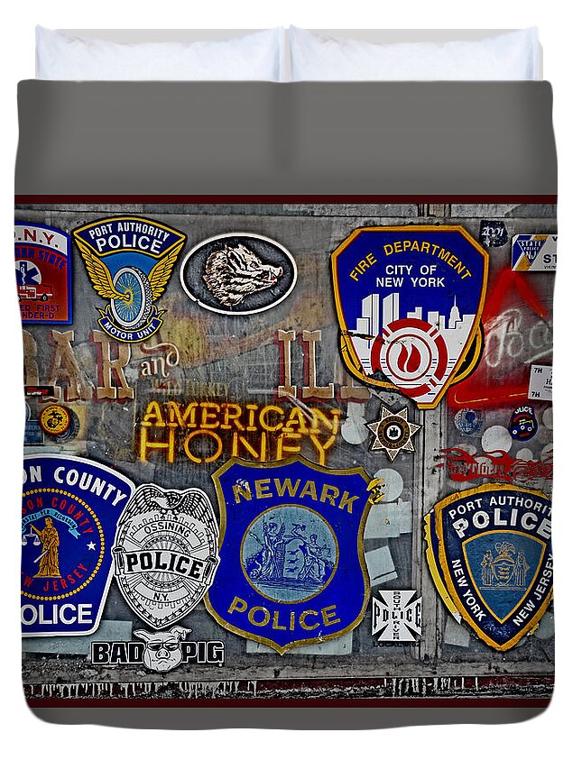 Firemen Duvet Cover featuring the photograph All American Bar by Gary Keesler
