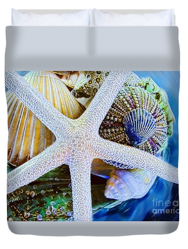 Starfish Duvet Cover featuring the photograph All the Colors of the Sea by Colleen Kammerer