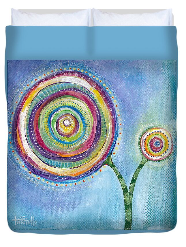 Hope Duvet Cover featuring the painting All You Need Is Love by Tanielle Childers