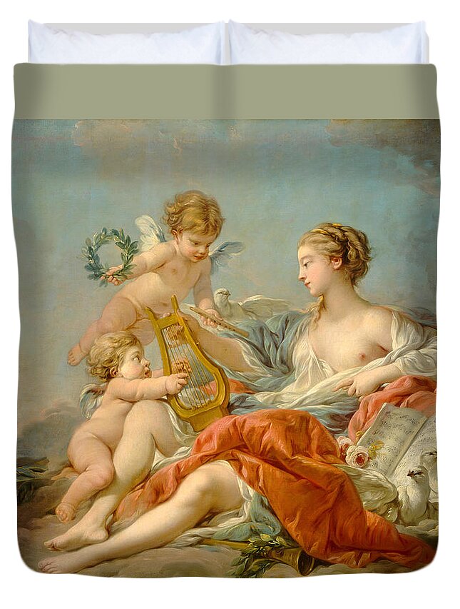Francois Boucher Duvet Cover featuring the painting Allegory of Music by Francois Boucher