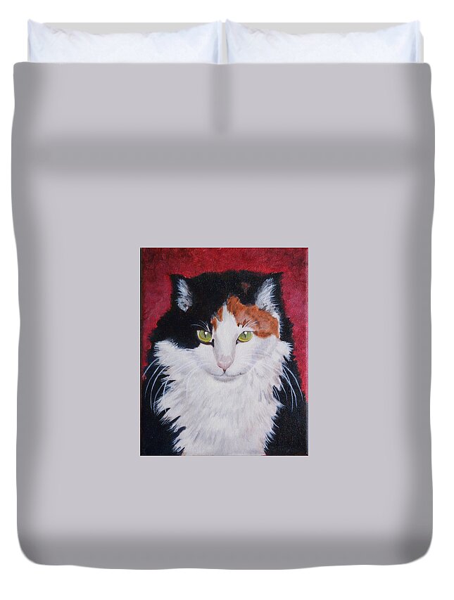 Pets Duvet Cover featuring the painting Alley Cat by Kathie Camara
