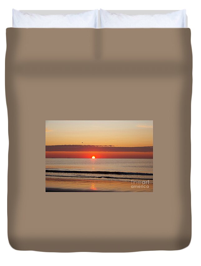 Sunrise Duvet Cover featuring the photograph Hampton Beach Sunrise #1 by Eunice Miller