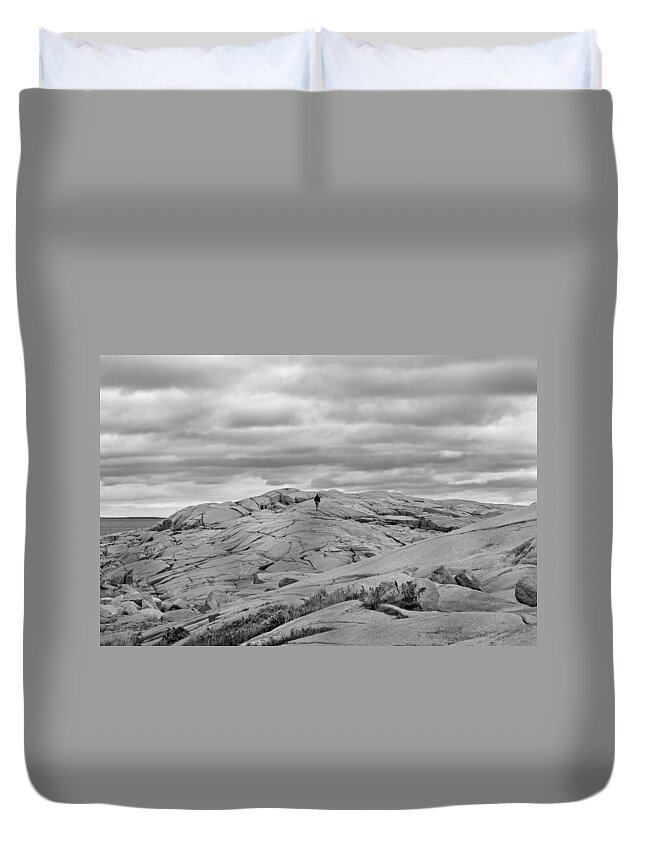 Peggy's Duvet Cover featuring the photograph Alone by Betsy Knapp