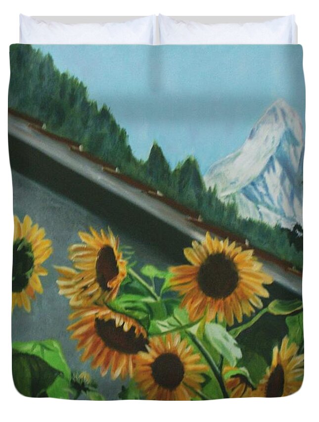 Alpine Duvet Cover featuring the painting Alpine Delight by Jill Ciccone Pike