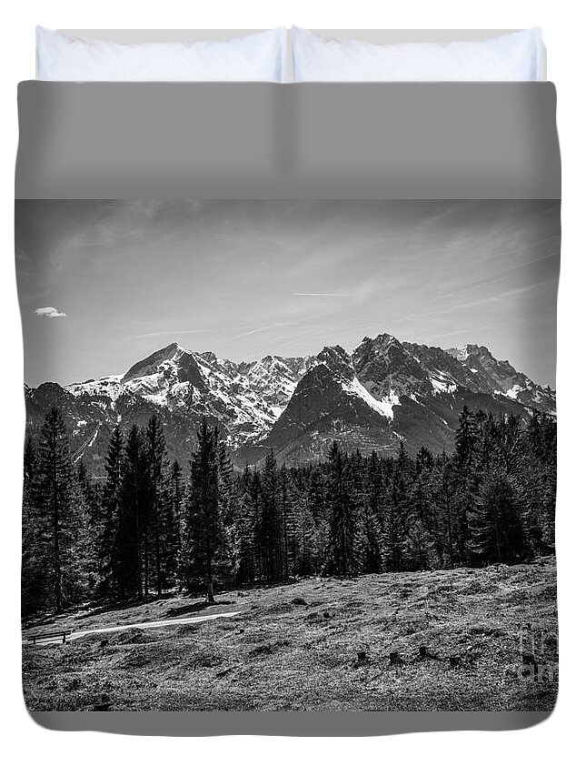Alpspitze Duvet Cover featuring the photograph Alpspitze till Zugspitze II by Hannes Cmarits