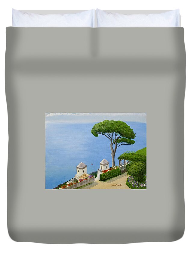 Amalfi Duvet Cover featuring the painting Amalfi Coast from Ravello by Mike Robles