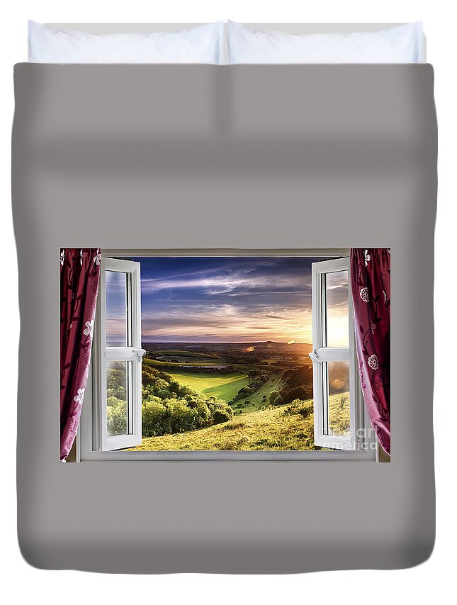 Window Duvet Cover featuring the photograph Amazing window view by Simon Bratt