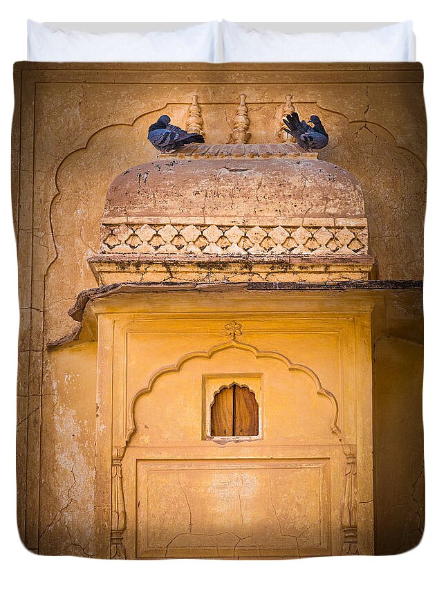Amber Fort Duvet Cover featuring the photograph Amber Fort Birdhouse by Inge Johnsson