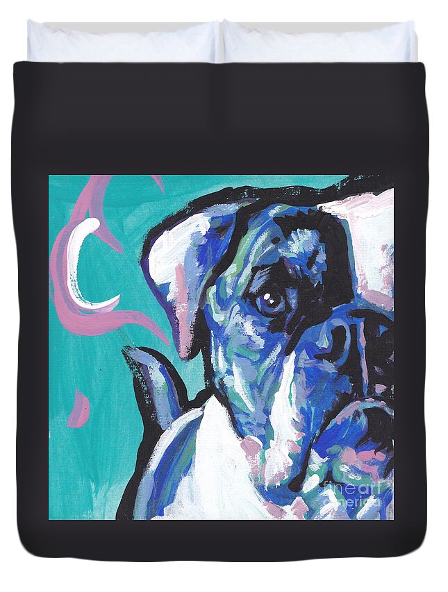 American Bulldog Duvet Cover featuring the painting American Bully Boy by Lea S