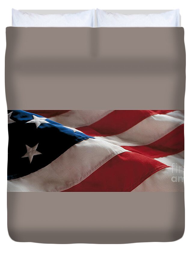 Old Glory Duvet Cover featuring the photograph American Flag Painting by Jon Neidert