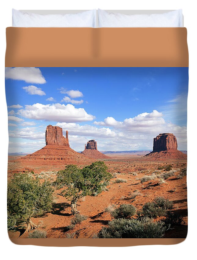 Scenics Duvet Cover featuring the photograph American Landscape - Monument Valley by Kingwu
