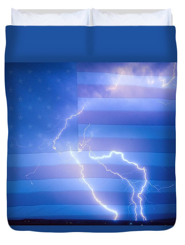 Lightning Duvet Cover featuring the photograph American Mother Nature's Fireworks by James BO Insogna