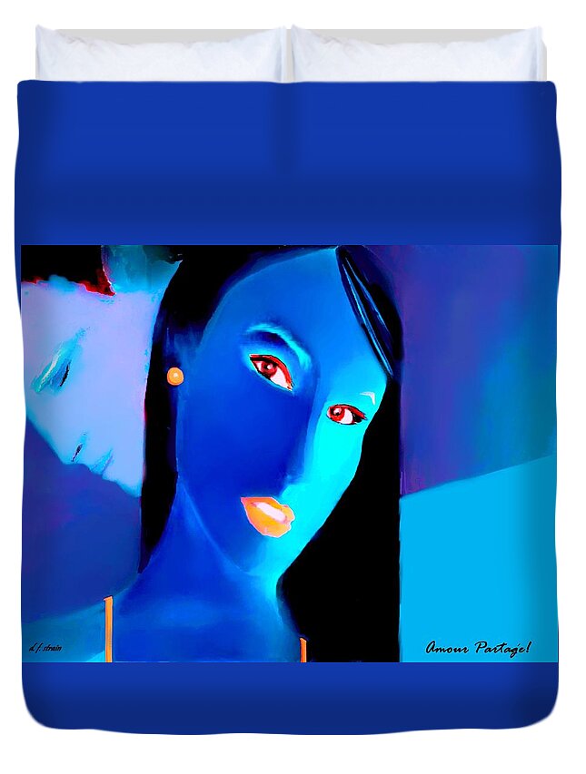  Fineartamerica.com Duvet Cover featuring the painting Amour Partage Love Shared  20 by Diane Strain