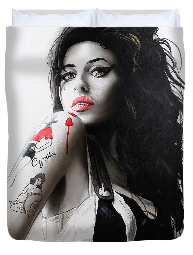 Amy Duvet Cover featuring the painting Amy by Christian Chapman Art
