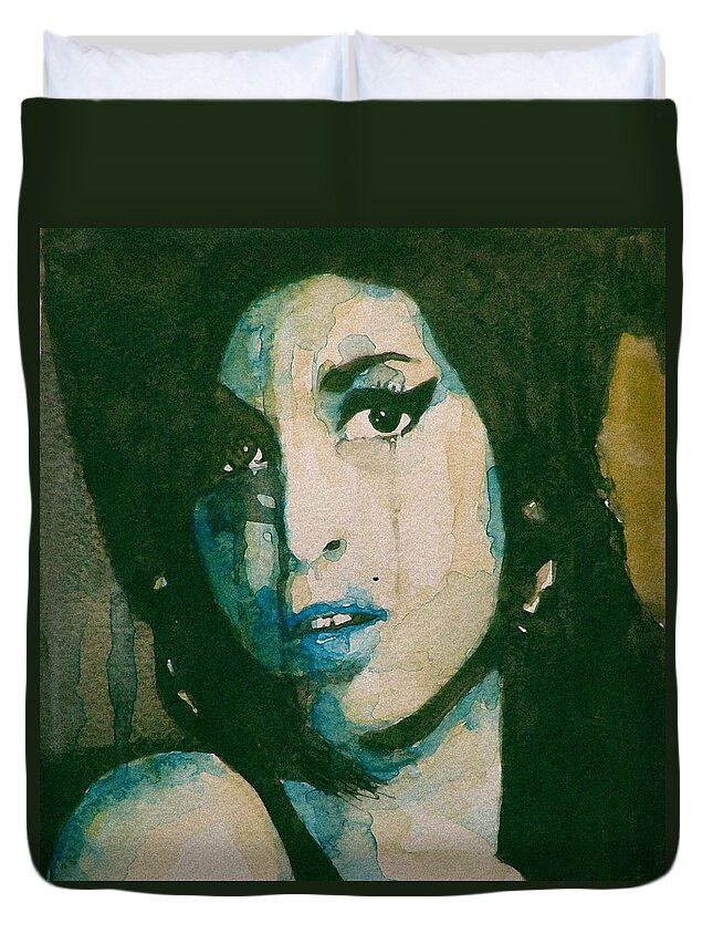 Amy Winehouse Duvet Cover featuring the painting Amy by Paul Lovering