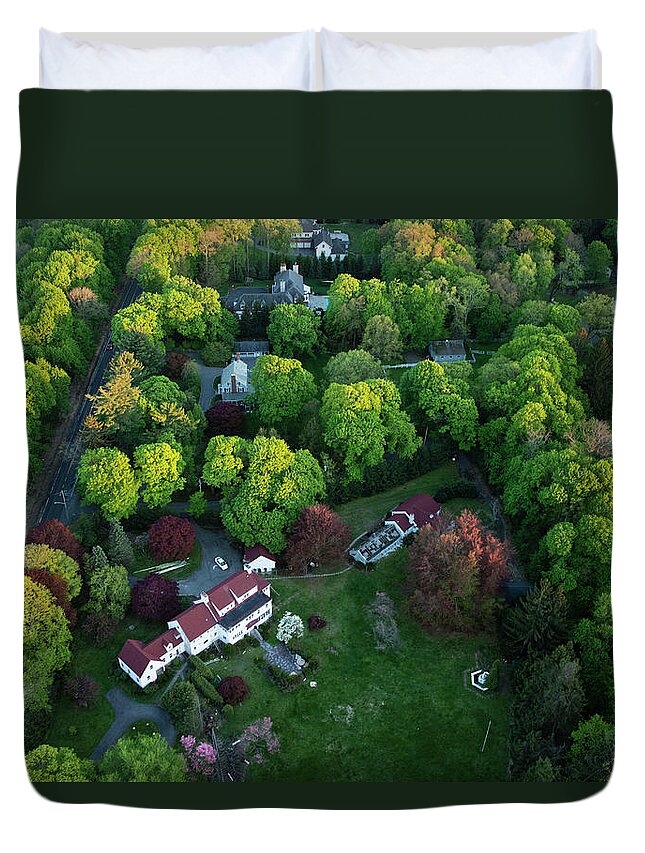 Tranquility Duvet Cover featuring the photograph An Aerial View Of Suburbian Luxury by Michael H