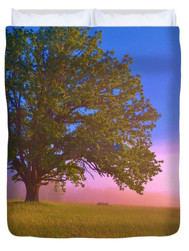 Star-spangled Banner Duvet Cover featuring the photograph An All-American Sunrise by Daniel Thompson
