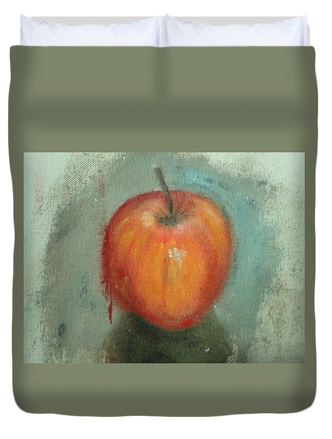 Apple Duvet Cover featuring the painting An Apple by Usha Shantharam