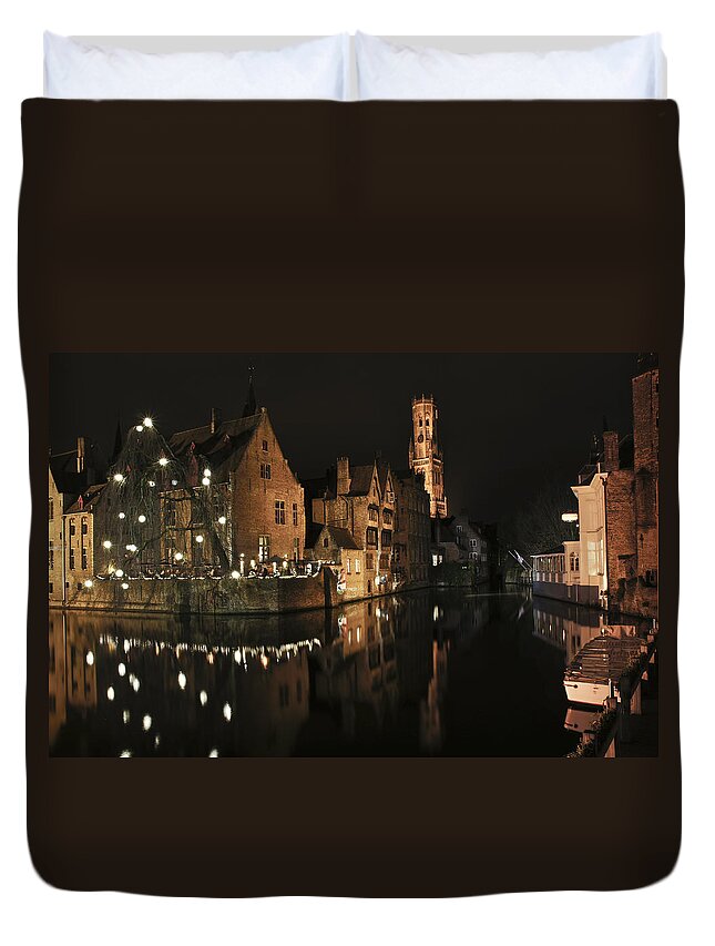 Dijver Duvet Cover featuring the photograph An Evening in Bruges by Brian Kamprath