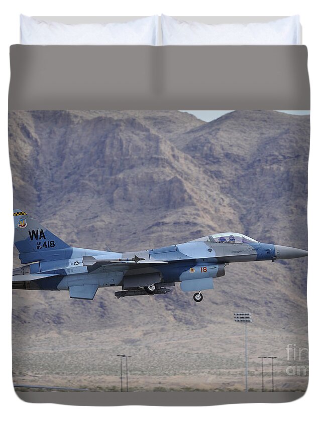Horizontal Duvet Cover featuring the photograph An F-16c Falcon Of The 65th Aggressor by Remo Guidi