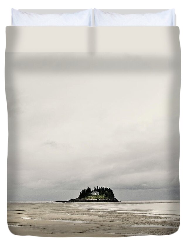 Beach Duvet Cover featuring the photograph An Island Off The Rugged Maine Coast by Chris Bennett