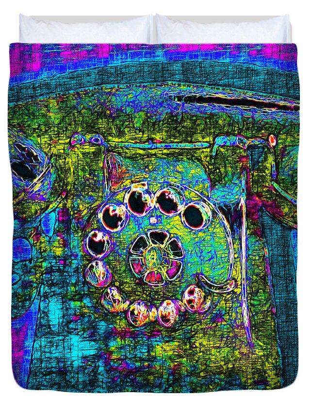 Analog Duvet Cover featuring the photograph Analog A-Phone - 2013-0121 - v3 by Wingsdomain Art and Photography