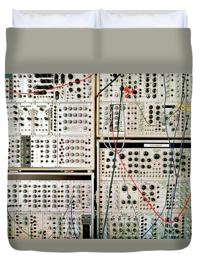 Copenhagen Duvet Cover featuring the photograph Analog Modular Synthesizer by Muriel De Seze