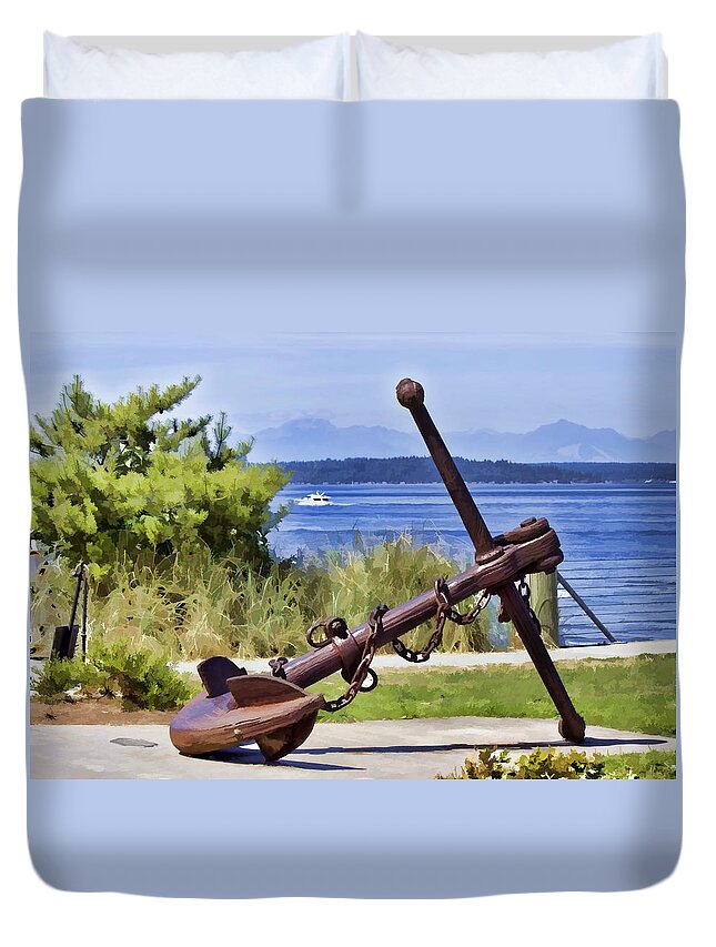 Anchor Duvet Cover featuring the photograph Anchor from West Seattle 2 by Cathy Anderson