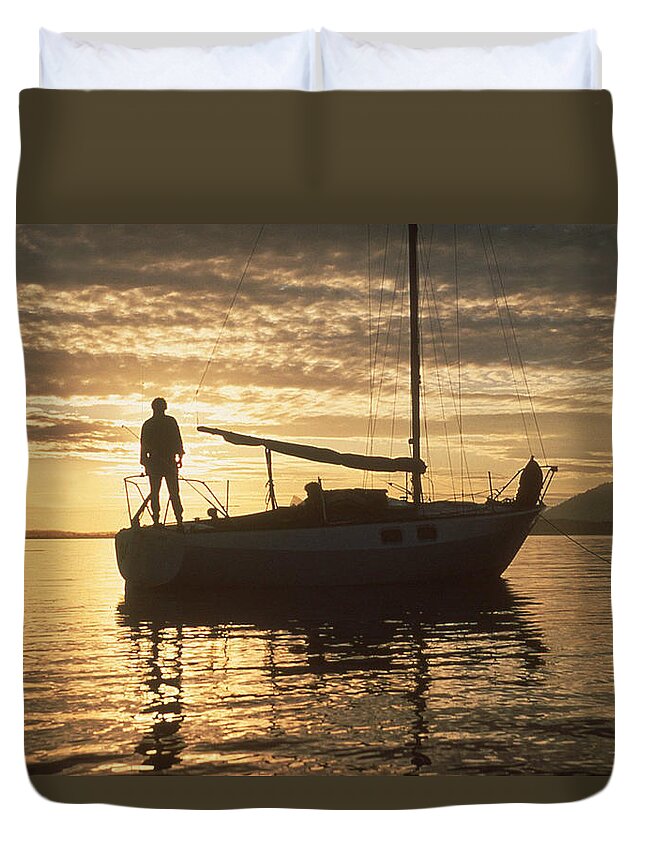 Boats Duvet Cover featuring the photograph Anchored by Mark Alan Perry