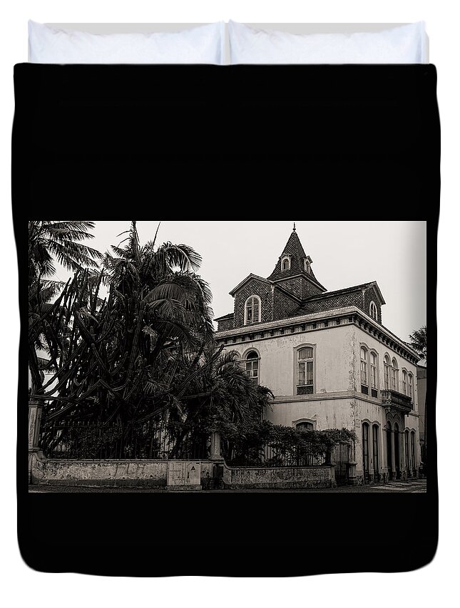 Architecture Duvet Cover featuring the photograph Ancient Hotel And Lush Trees by Joseph Amaral